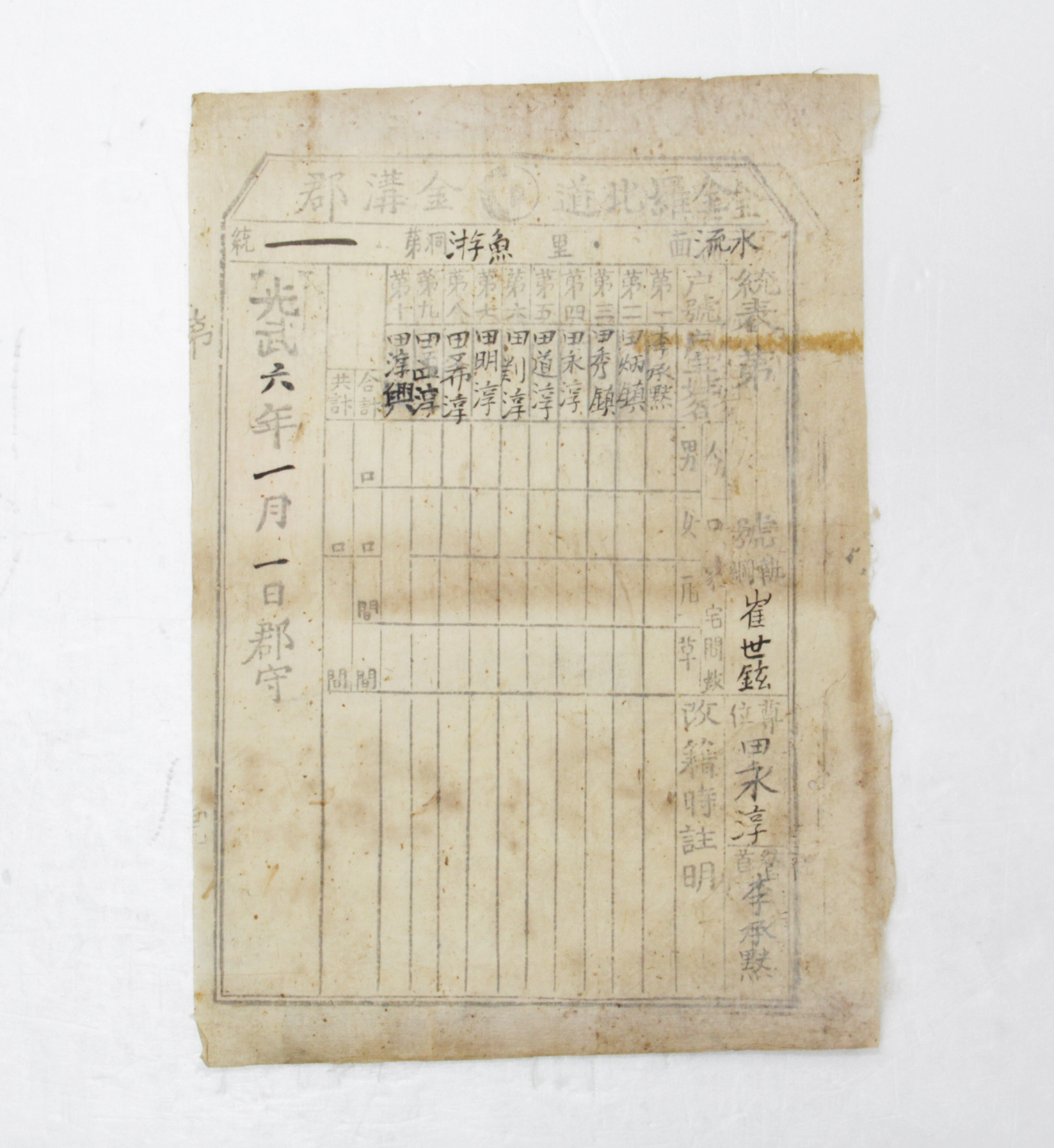 1902년 전라북도 금구군 수류면 어유동 제1통 통표 섬네일 파일