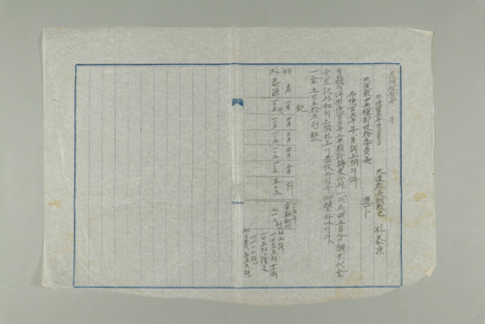 1965년에 천도교장성교구 박태원이 천도교중앙총부수습위원장에게 송부한 장성교발 제O호-포덕106년 월성 상납의 건 섬네일 파일
